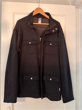 Patagonia Military Knit Black Button-Pocket Zip Front Jacket